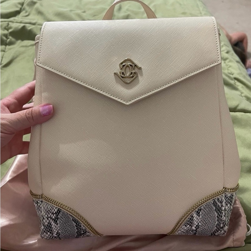 NWOT Glass Ladder & Co. Mini Diana Backpack with Python Print Accents